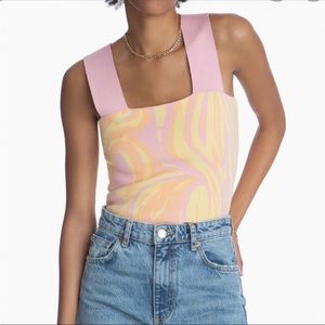 525 America Square Marble Print Knit Top size S